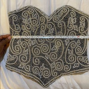 Adrianna Papell beaded bustier, Black and white, Petite S